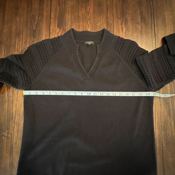 Talbots Women's Petite Black Crochet Split Neck Sweater, Size Large - Picture 7 of 9
